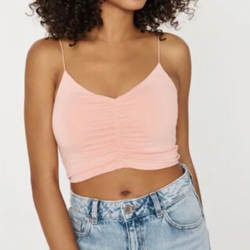 Garage Pink Ruched Bungee Cami